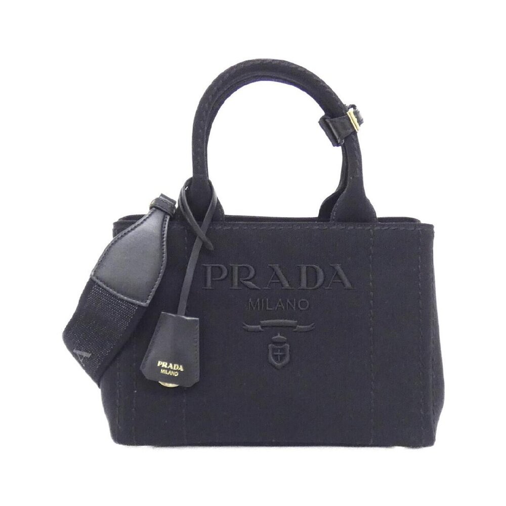 Prada Jardiniere canvas bag black embroidered logo